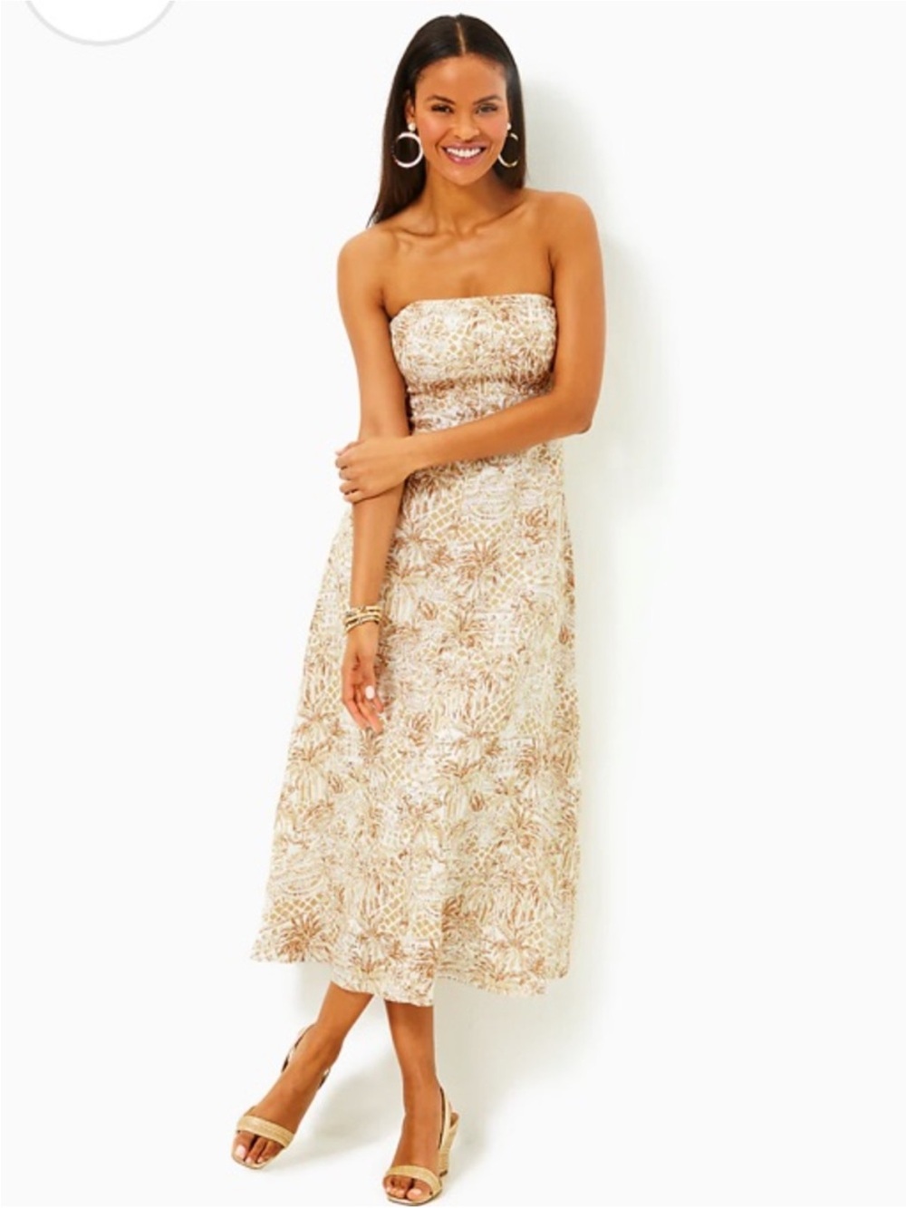 NWT Lilly Pulitzer
JORGIAN LINEN MIDI DRESS, SAND BAR PALM BEACH PARADISE - Picture 4 of 5